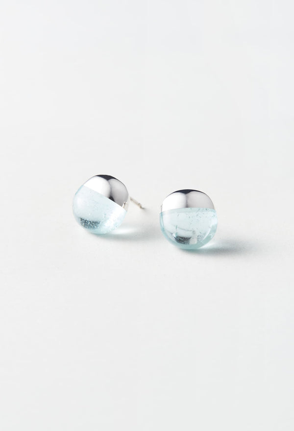 [一点もの] Aquamarine Rock Pierced Earrings Horizontal Round (Pair)