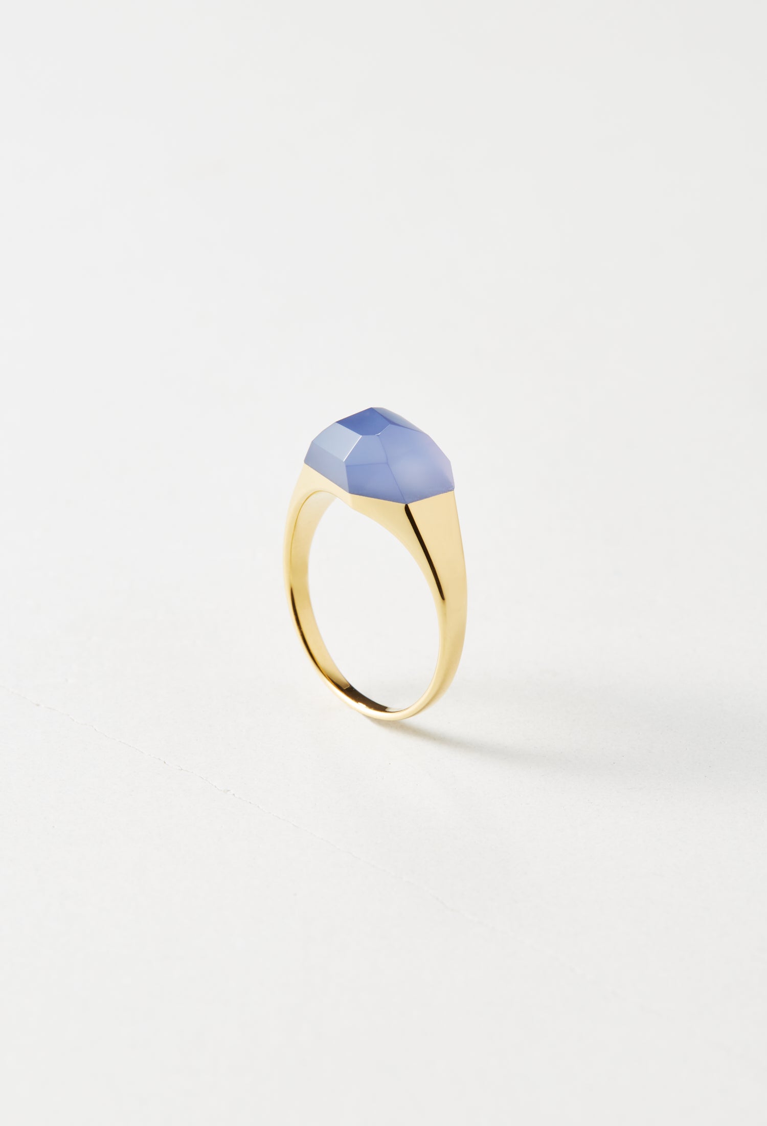 Blue Chalcedony Mini Rock Ring / Crystal / Yellow