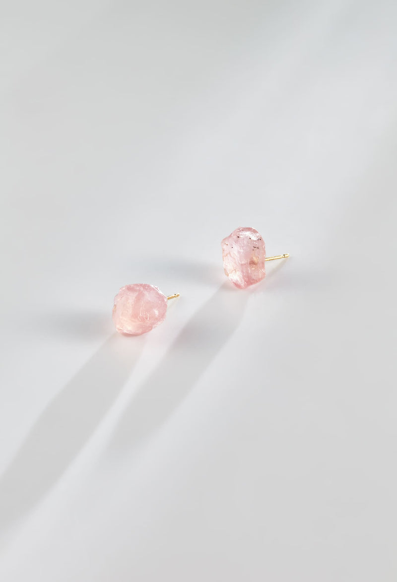 購入店bobororo Rose Quartz Rock Pierced Earrings