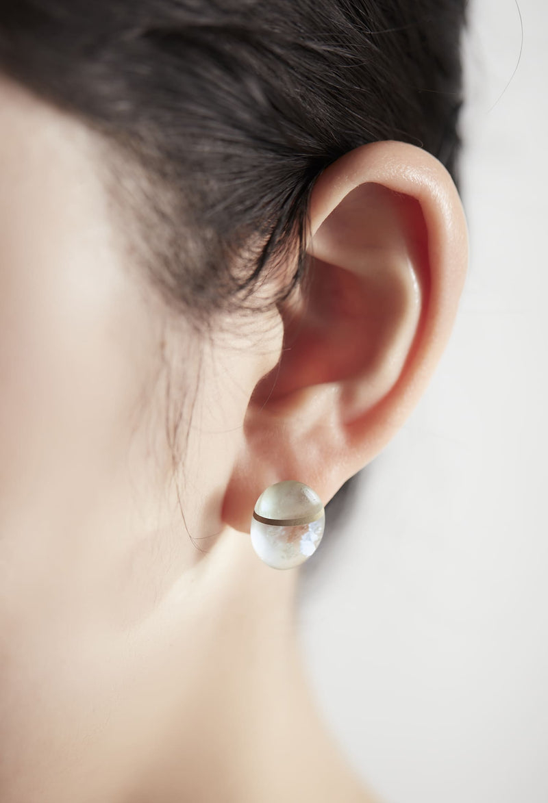 【一点もの】Aquamarine Round Pierced Earrings (Pair)