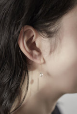Diamond Quartz Chain Pierced Earring