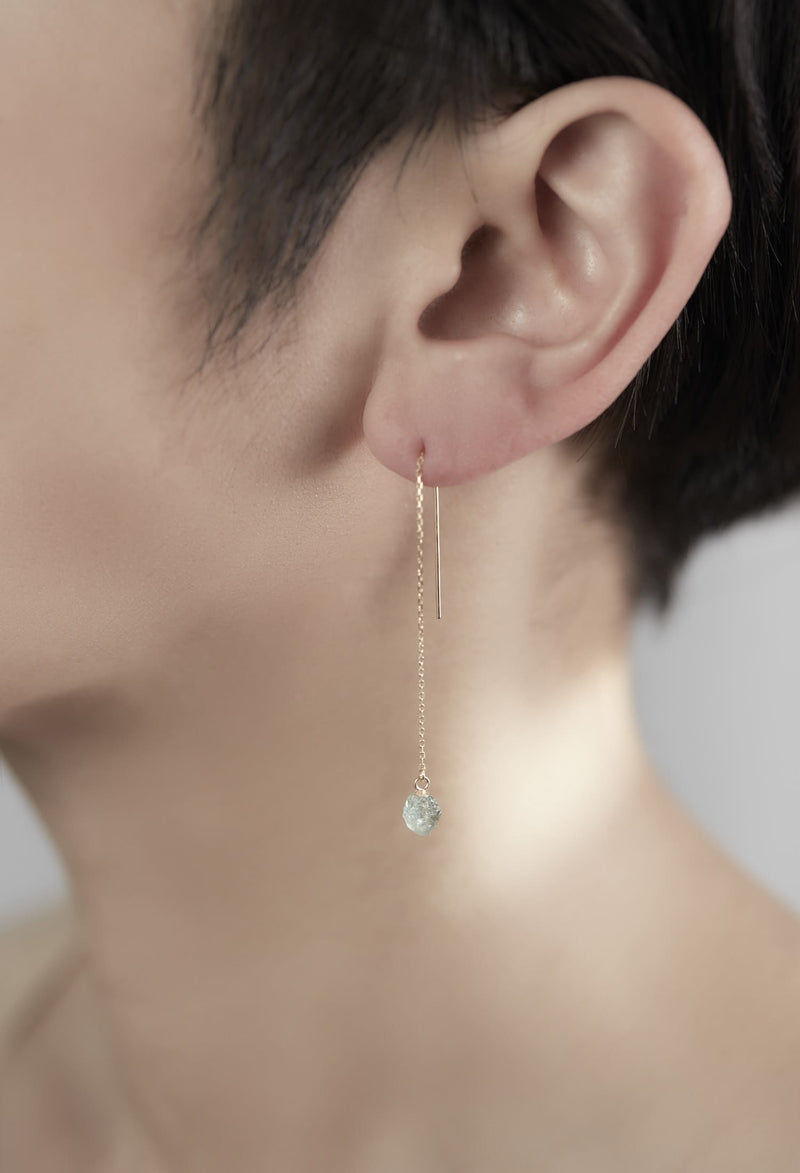 Sapphire Chain Pierced Earring
