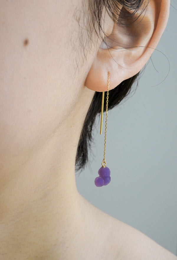 Grape Chalcedony Chain Pierced Earring