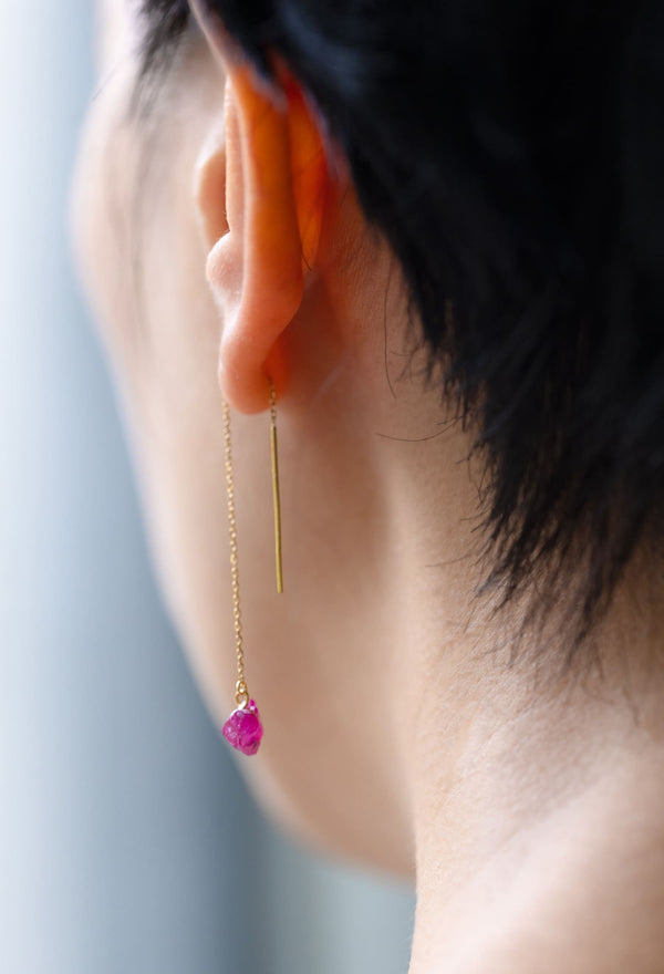 Ruby Chain Pierced Earring