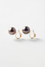 Pinkish Black South Sea Pearl Earrings