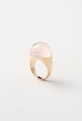 Rose Quartz Rock Ring / Faceted Round / Pink