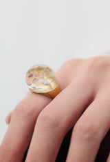 Quartz Rock Ring / Faceted Round / Yellow