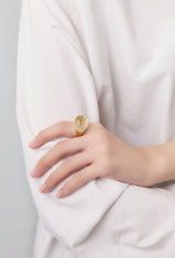 Quartz Rock Ring / Faceted Round / Yellow