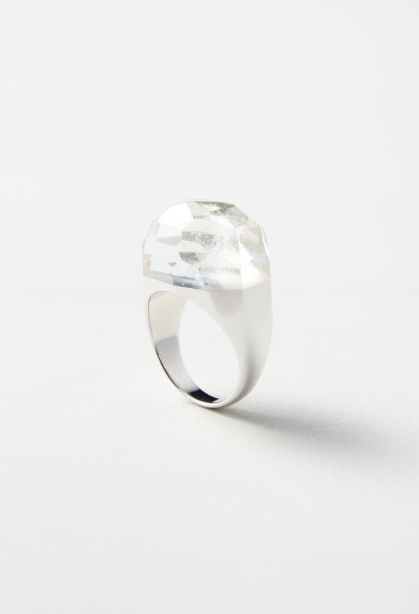 Himalaya Quartz Rock Ring / Faceted Round / Silver