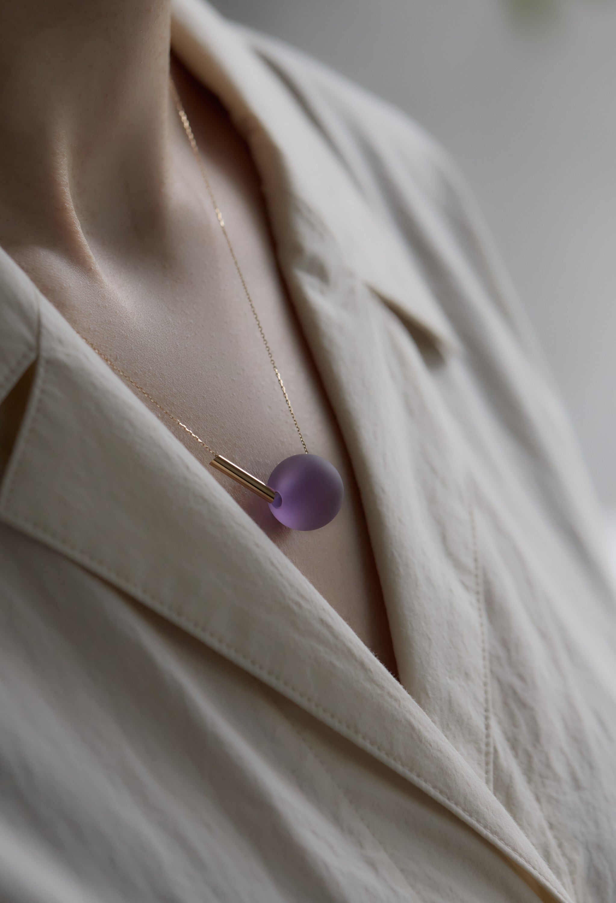 Amethyst Necklace / 15mm / Matt
