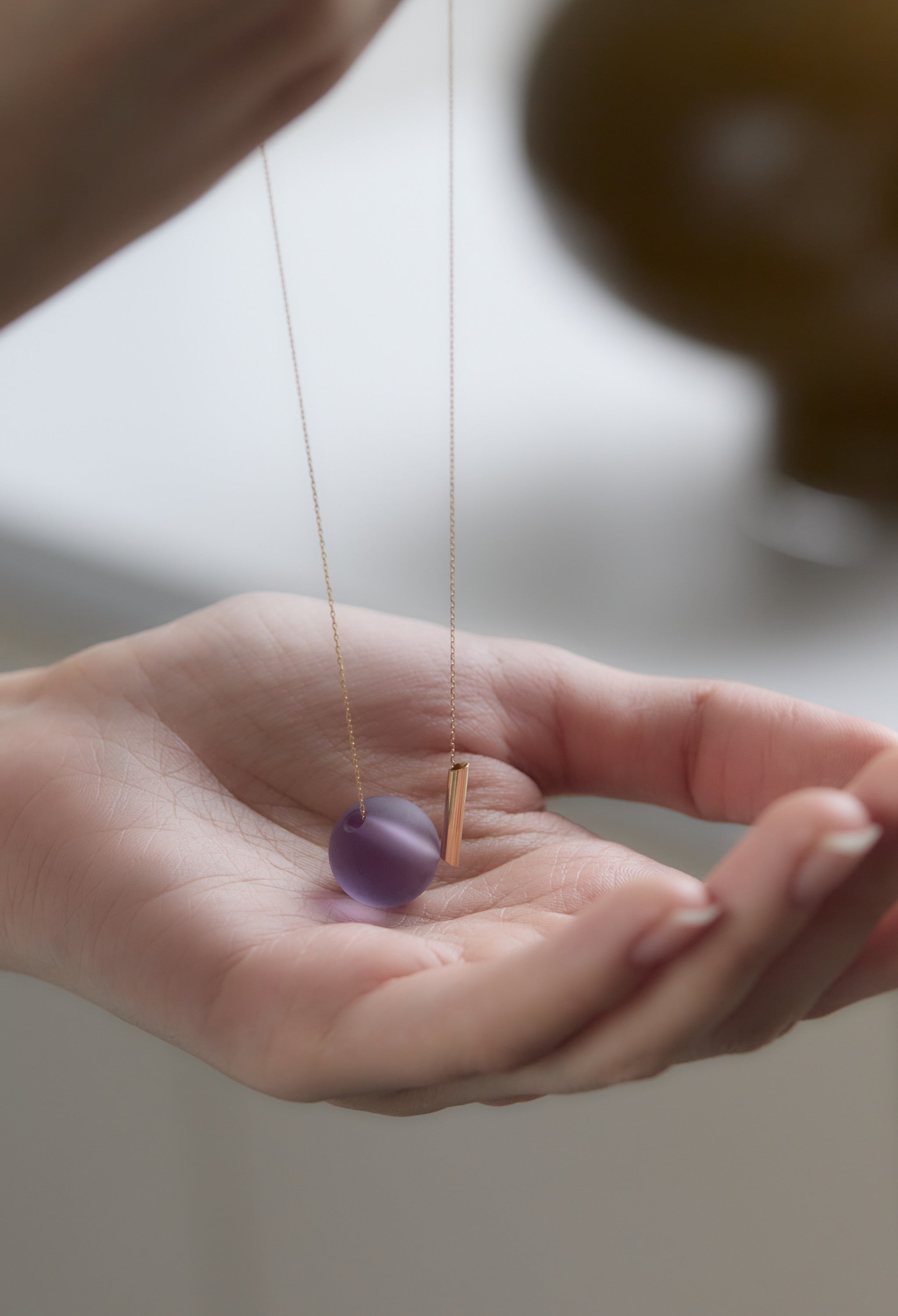 Amethyst Necklace / 15mm / Matt