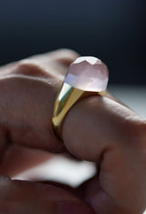 Rose Quartz Mini Rock Ring Faceted Round
