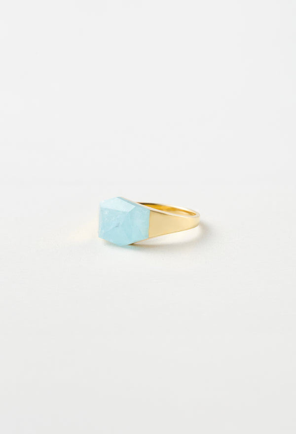 [一点もの] Aquamarine Mini Rock Ring / Crystal / Yellow