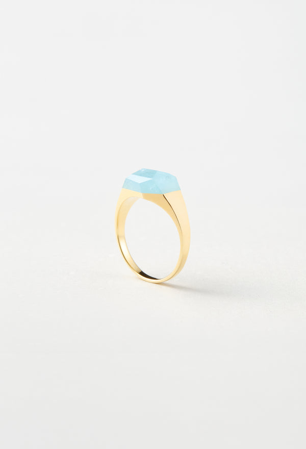 [一点もの] Aquamarine Mini Rock Ring / Crystal / Yellow