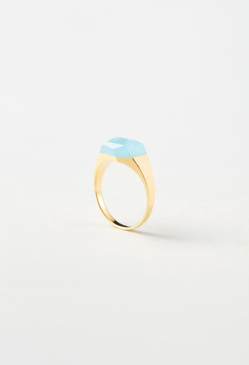 [一点もの] Aquamarine Mini Rock Ring / Crystal / Yellow