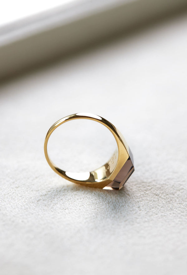 Smoky Quartz Mini Rock Ring / Crystal / Yellow