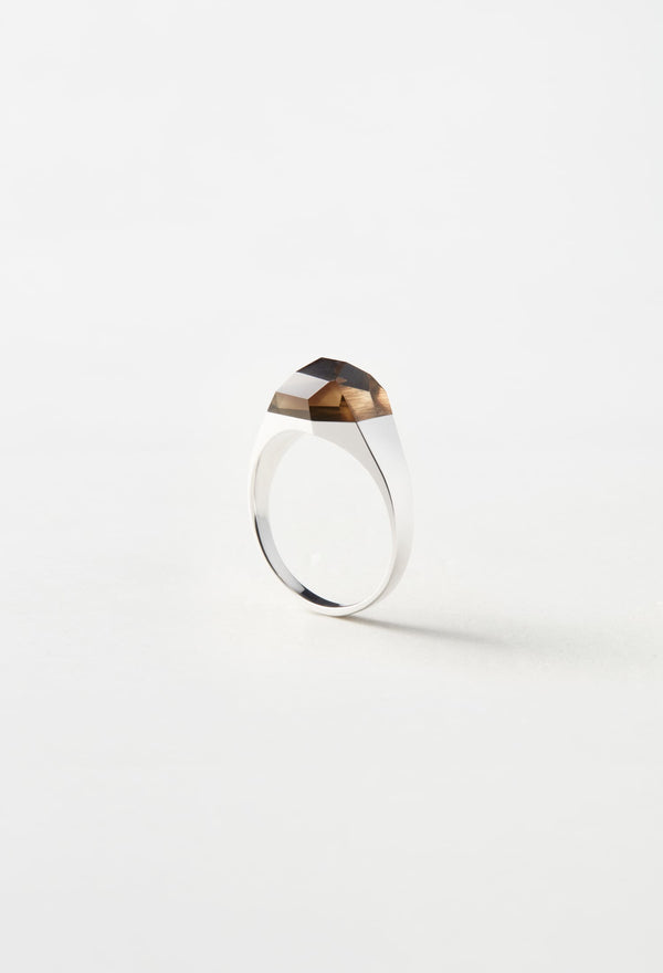 Smoky Quartz Mini Rock Ring / Crystal / Silver