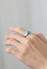 Turquoise Mini Rock Ring / Crystal / Silver