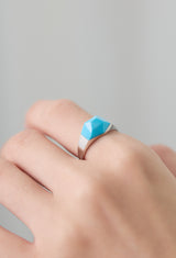 Turquoise Mini Rock Ring / Crystal / Silver