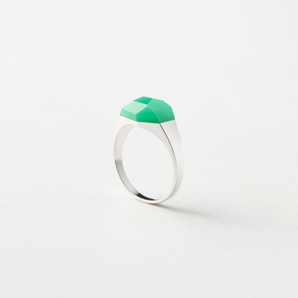 Chrysoprase Mini Rock Ring / Crystal / Silver – bororo