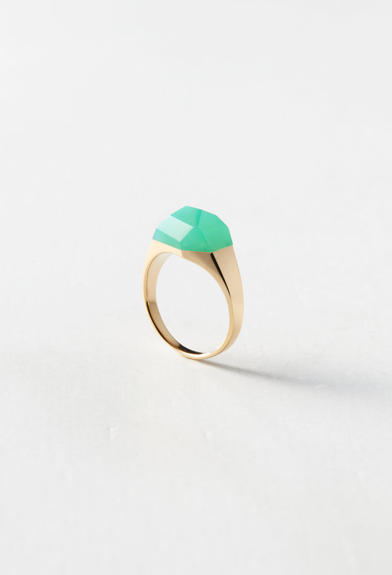 Chrysoprase Mini Rock Ring / Crystal / Yellow