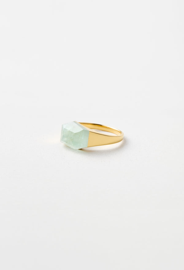 [一点もの] Green Beryl Mini Rock Ring / Crystal / Yellow