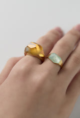 [一点もの] Green Beryl Mini Rock Ring / Crystal / Yellow