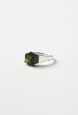 [一点もの] Green Tourmaline Mini Rock Ring / Crystal / Silver