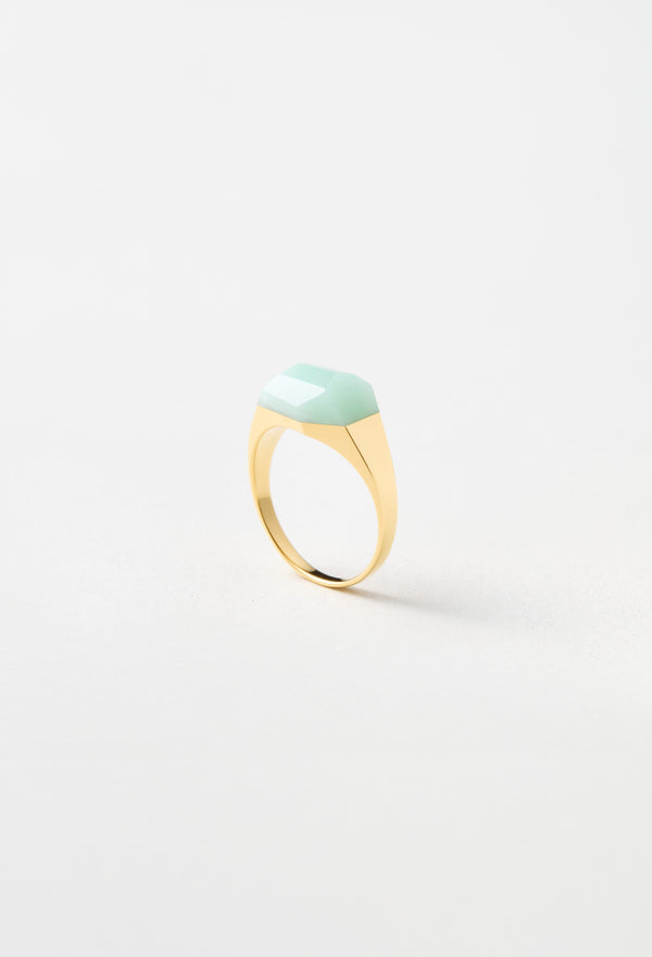 Green Jade Mini Rock Ring / Crystal / Yellow