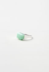 Green Jade Mini Rock Ring / Crystal / Silver