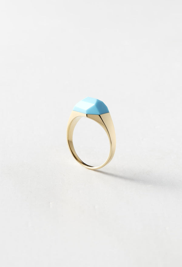 Turquoise Mini Rock Ring / Crystal / Yellow
