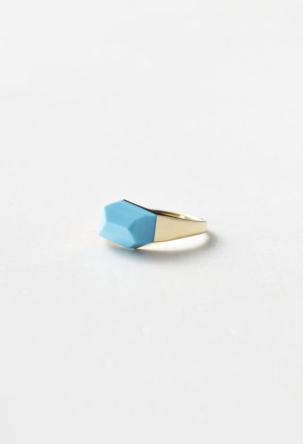 Turquoise Mini Rock Ring / Crystal / Yellow
