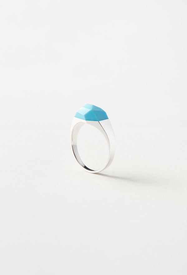 Turquoise Mini Rock Ring / Crystal / Silver