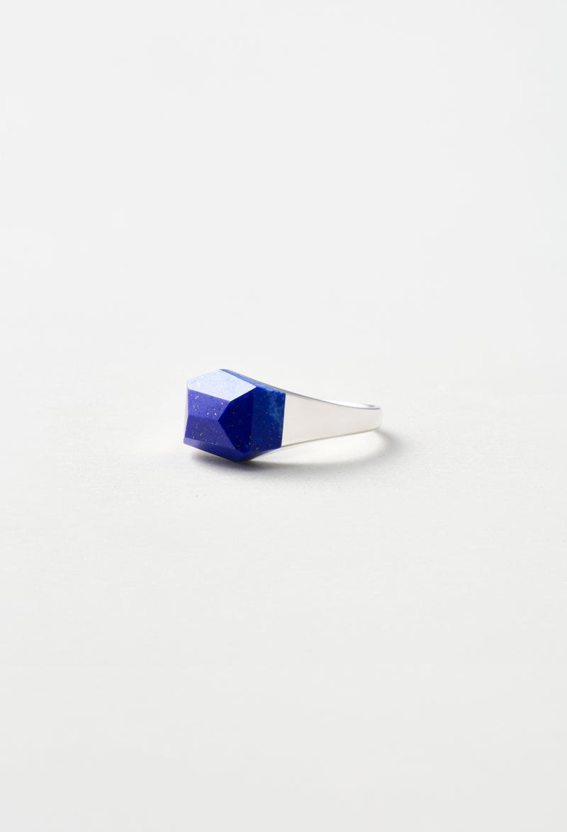 Lapis Lazuli Mini Rock Ring / Crystal / Silver