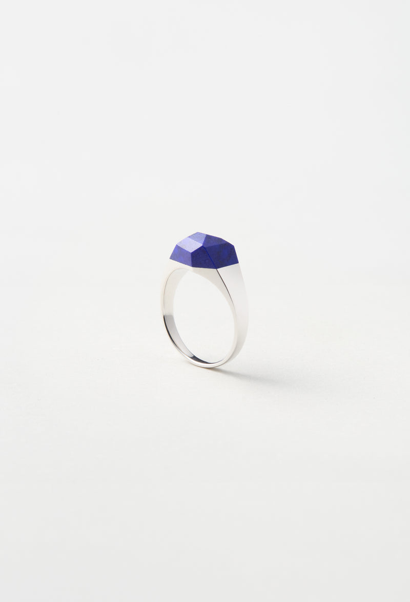 Lapis Lazuli Mini Rock Ring / Crystal / Silver