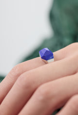 Lapis Lazuli Mini Rock Ring / Crystal / Silver