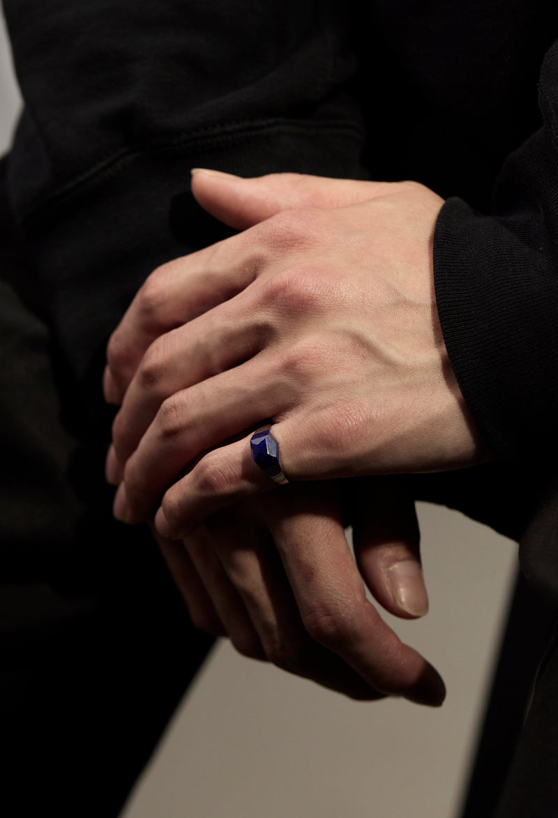 Lapis Lazuli Mini Rock Ring / Crystal / Silver