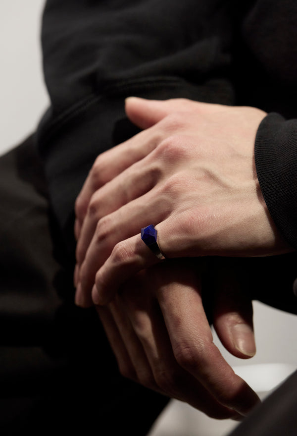 Lapis Lazuli Mini Rock Ring / Crystal / Silver