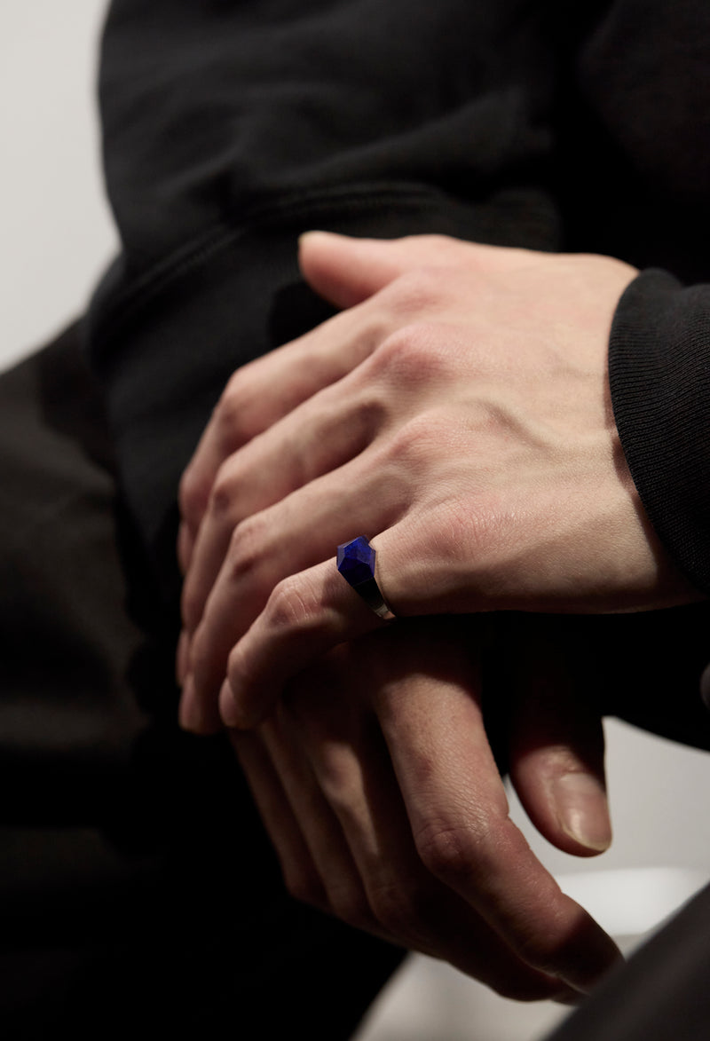 Lapis Lazuli Mini Rock Ring / Crystal / Silver