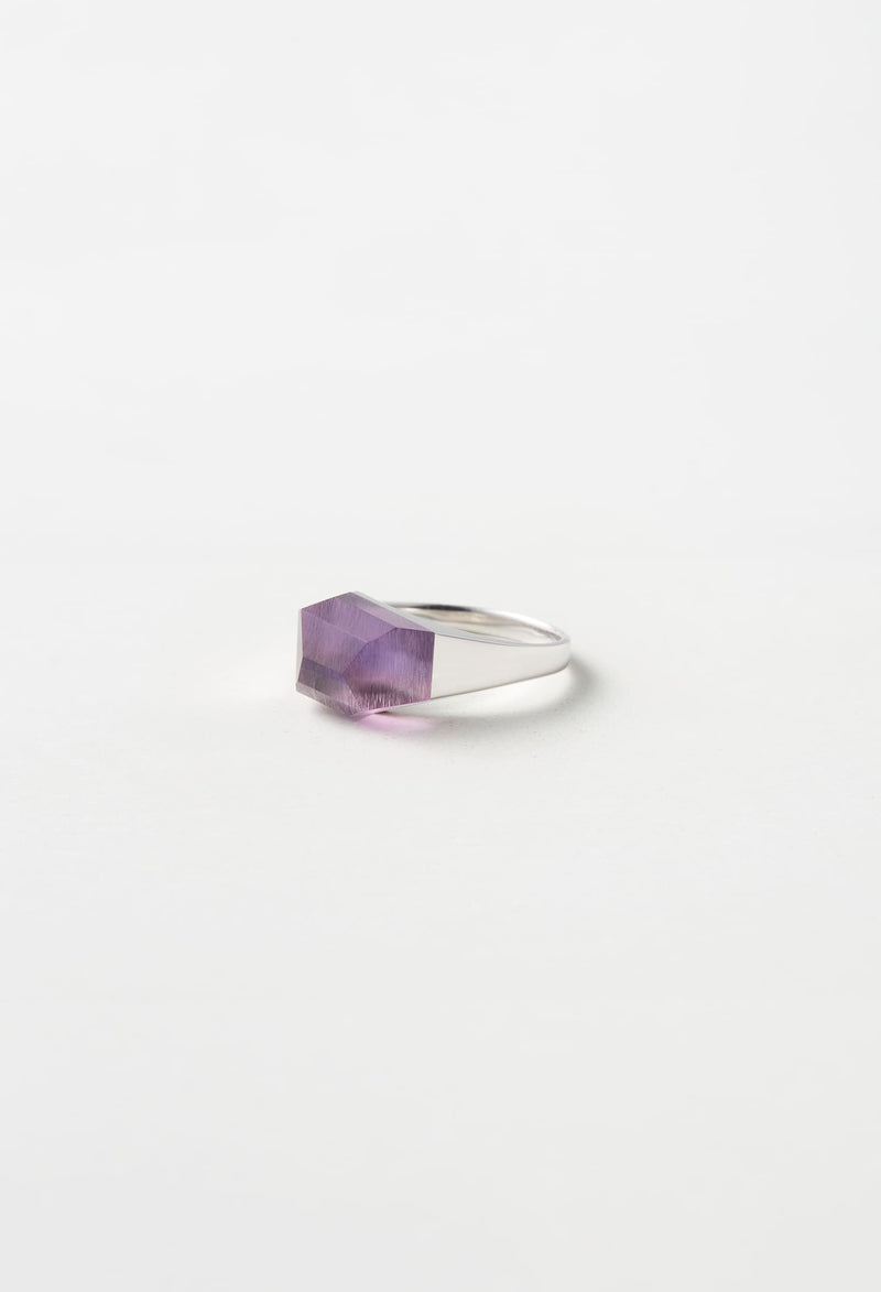 Amethyst Mini Rock Ring / Crystal / Silver