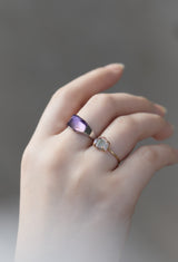 Amethyst Mini Rock Ring / Crystal / Silver