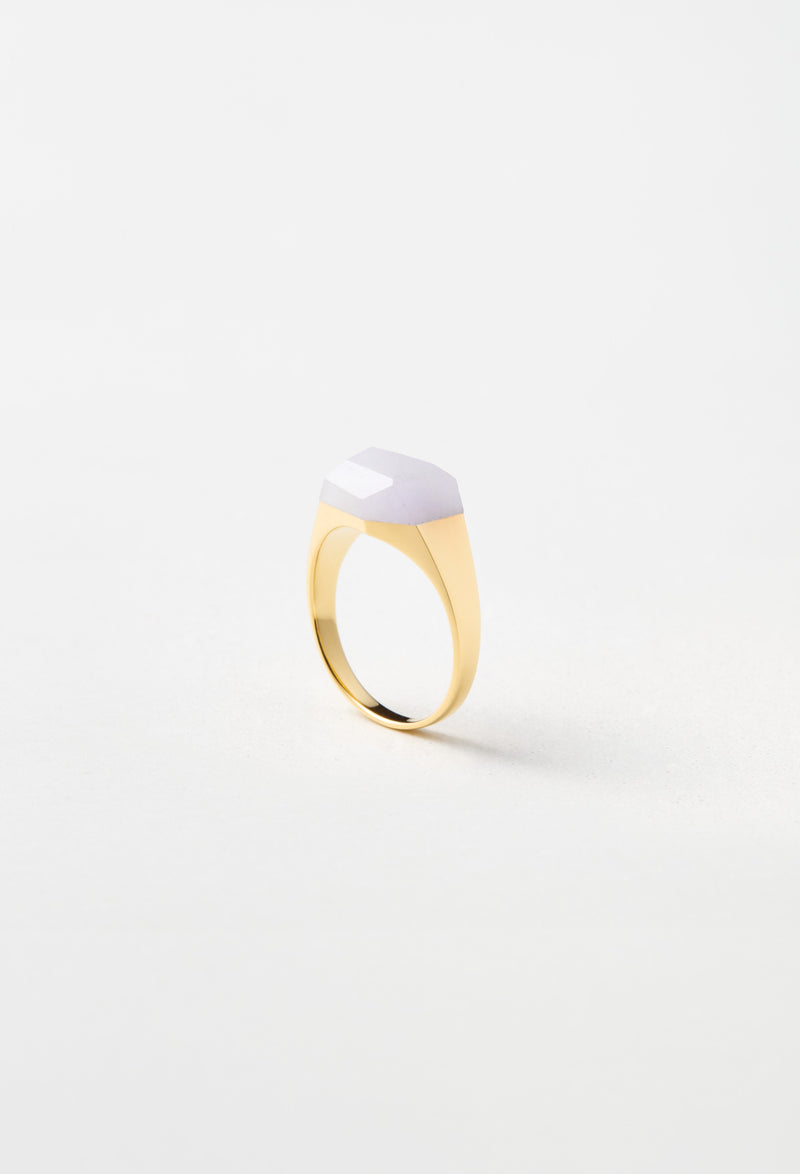 Purple Jade Mini Rock Ring / Crystal / Yellow