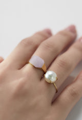 Purple Jade Mini Rock Ring / Crystal / Yellow