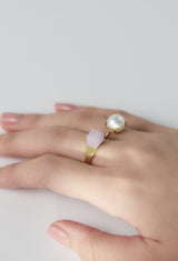 Purple Jade Mini Rock Ring / Crystal / Yellow