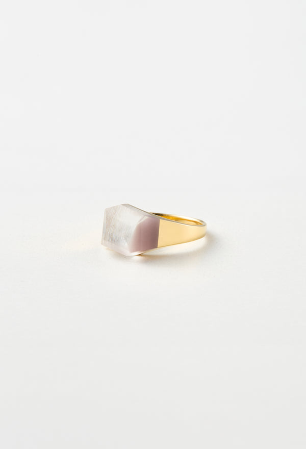 [一点もの] Lithium in Quartz Mini Rock Ring / Crystal / Yellow