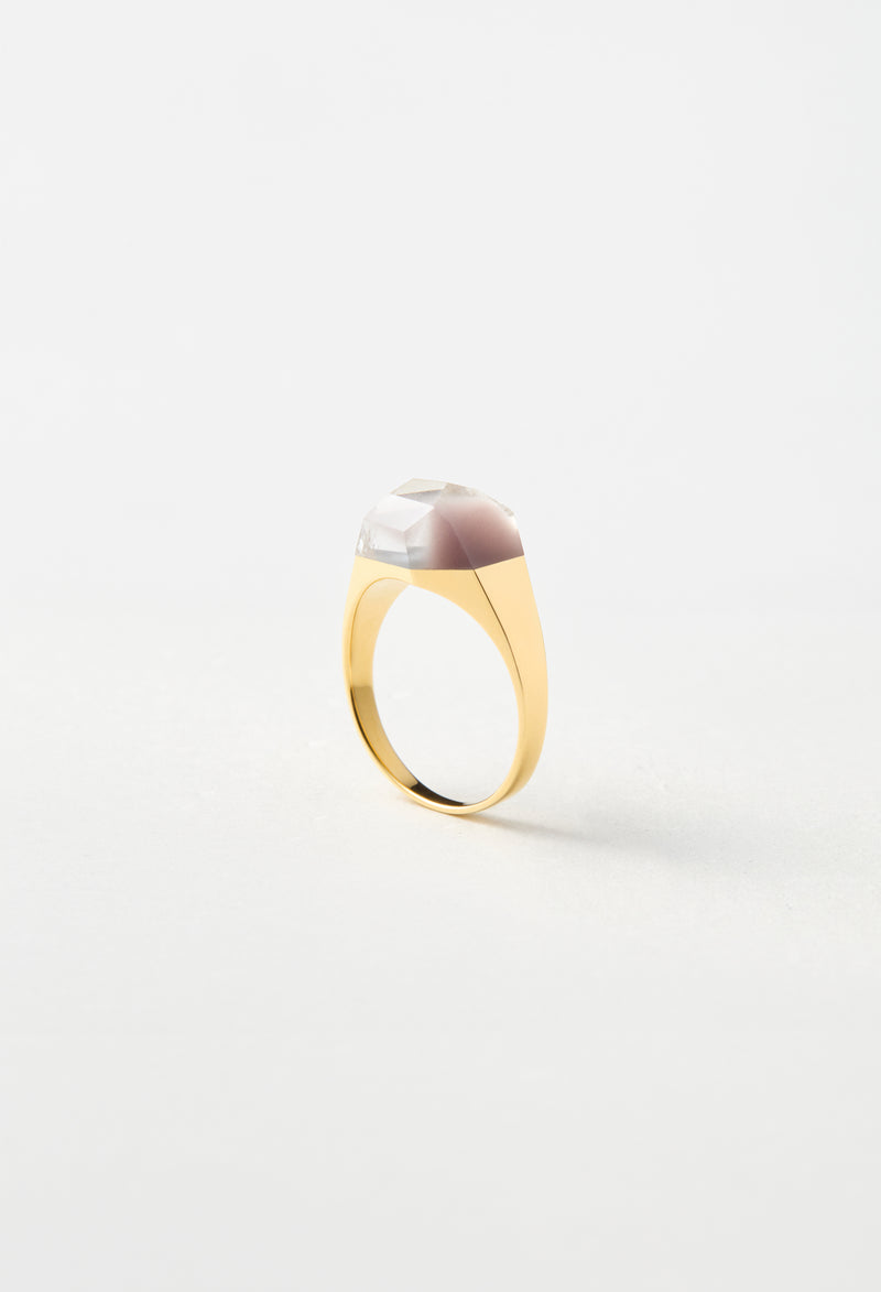 [一点もの] Lithium in Quartz Mini Rock Ring / Crystal / Yellow