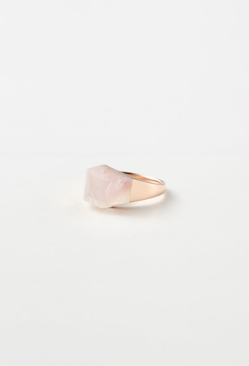 [一点もの] Lithium in Quartz Mini Rock Ring / Crystal / Pink