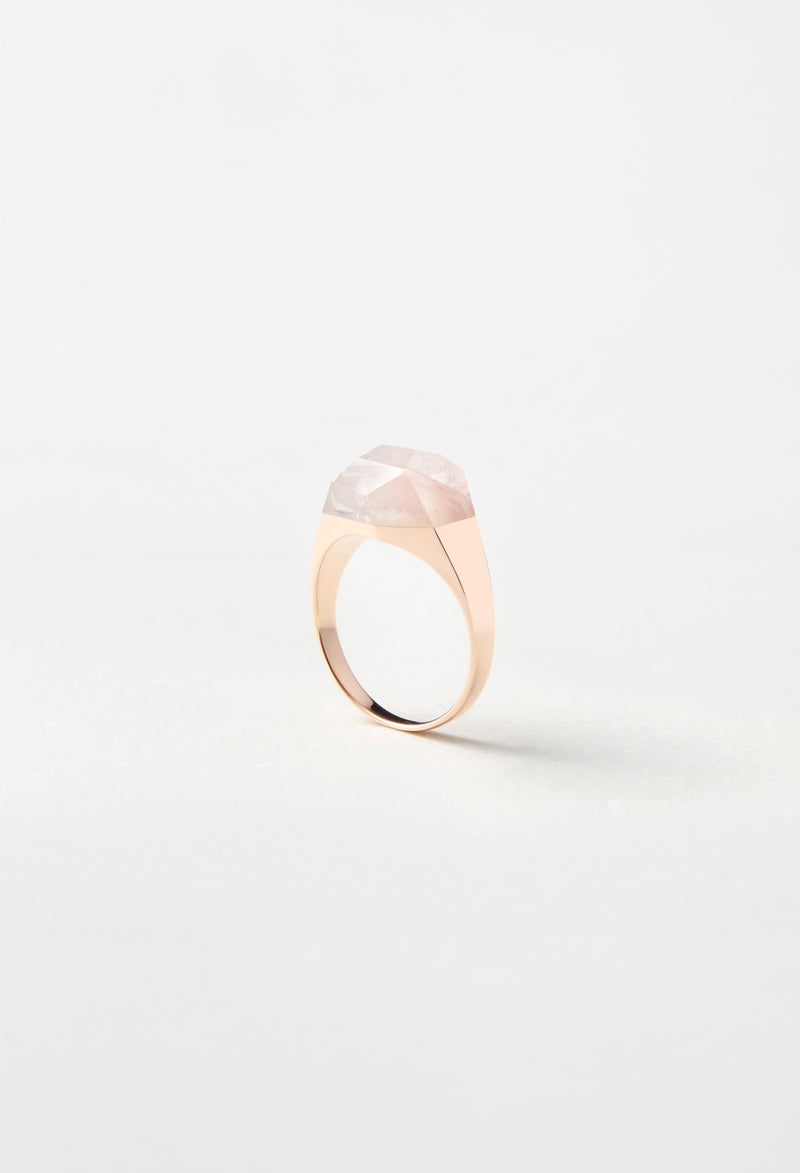 [一点もの] Lithium in Quartz Mini Rock Ring / Crystal / Pink