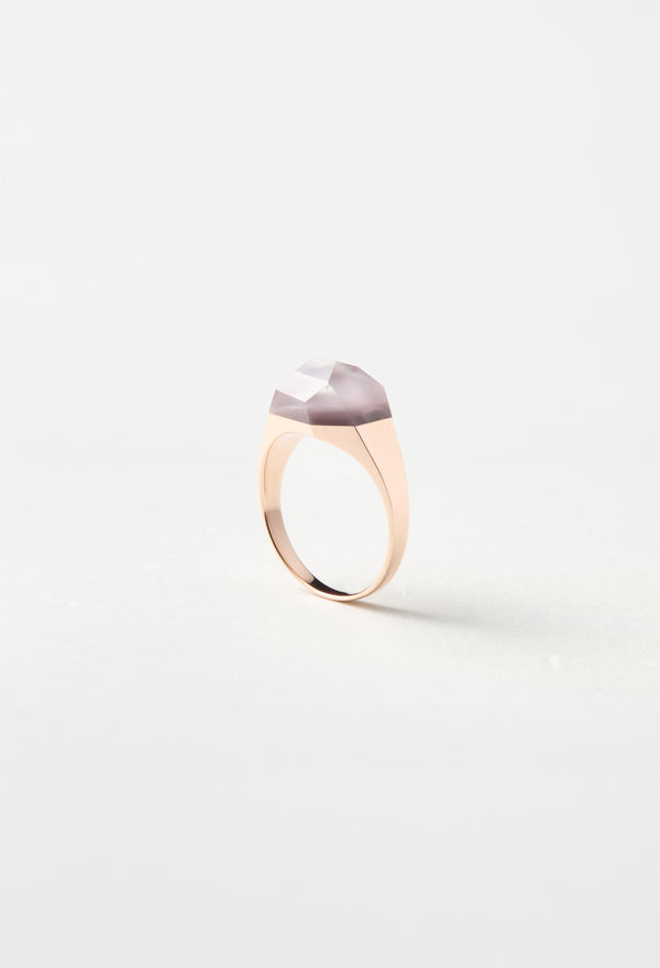 [一点もの] Lithium in Quartz Mini Rock Ring / Crystal / Pink