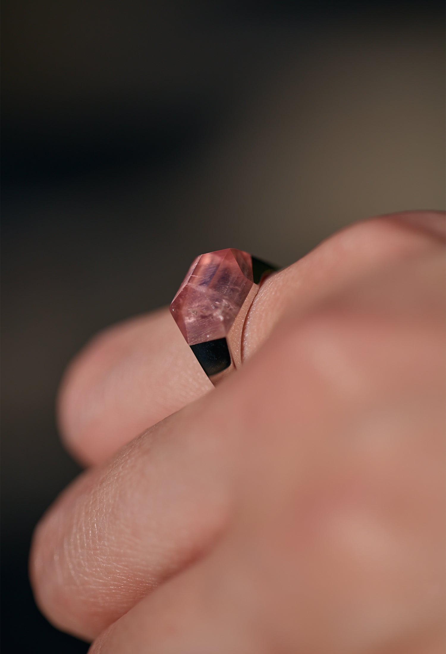 One-of-a-kind] Pink Tourmaline Mini Rock Ring / Crystal / Silver